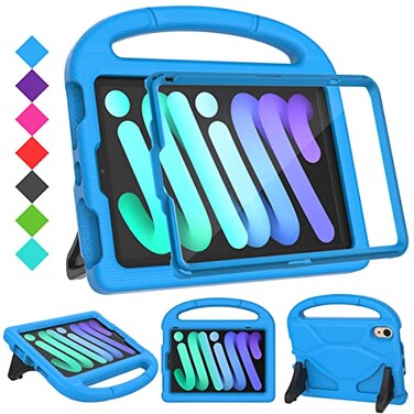 SUPLIK Kids Case for iPad mini 7 A17 Pro 2024 iPad mini 6 2021 83inch iPad mini 6th7th Generation Case with Screen Protector Durable Shockproof Kids Cover with Handle Stand Blue