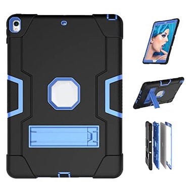 Jaorty Case for iPad Air 3 105 2019for iPad Pro 105 inch 2017 Case3 in 1 Hybrid SoftHard Heavy Duty Rugged Stand Shockproof AntiSlip AntiScratch FullBody Protective CaseBlackBlue