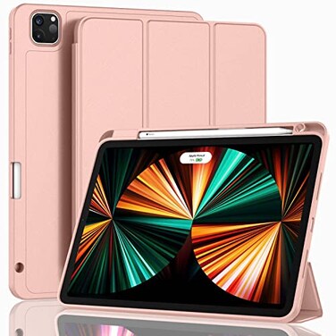 ZryXal New iPad Pro 129 Inch Case 2022202120206th5th4th Gen with Pencil HolderSmart iPad Case Support Touch ID and Auto WakeSleep with Auto 2nd Gen Pencil Charging Rose Gold