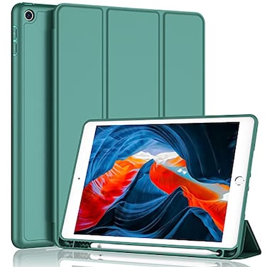 iMieet iPad 9th Generation Case 2021iPad 8th Generation Case 2020 102 Inch with Pencil Holder iPad 7th Gen 2019 Case with Soft Baby Skin Silicone Back Auto WakeSleep Cover Midnight Green