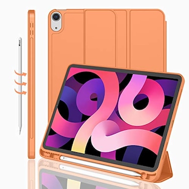 iMieet iPad Air 11 Inch Case M4M3M2202620252024 iPad Air 5th4th Generation Case 20222020 109 Inch with Pencil HolderTrifold Stand Smart Case with Soft TPU BackOrange