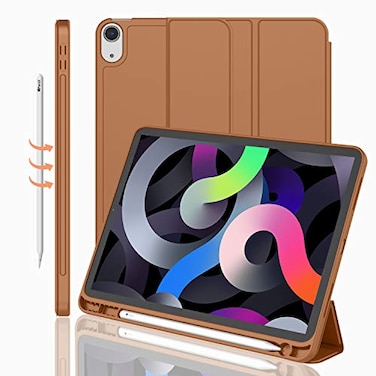 iMieet iPad Air 11 Inch Case M4M3M2202620252024 iPad Air 5th4th Generation Case 20222020 109 Inch with Pencil HolderTrifold Stand Smart Case with Soft TPU BackBrown