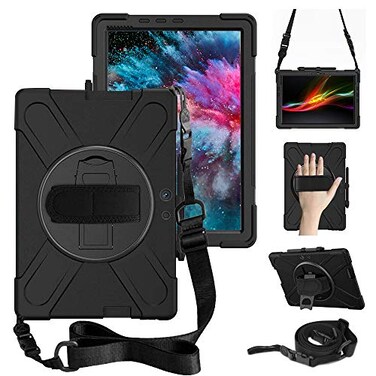 DreamerX for Microsoft Surface Pro X 13 inch Case 201920202021 Heavy Duty MilitaryGrade Shockproof Rugged Drop Protective Silicone Cover with Rotating Stand Hand Strap Shoulder Strap Pencil Holder