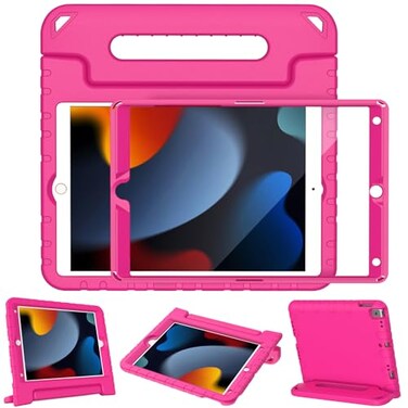 LTROP Kids Case for iPad 9th 8th 7th Generation 20212020 2019 iPad 102 Case with Builtin Screen Protector Shockproof Handle Stand for iPad 9 8 7 Generation 102 Inch Hot Pink