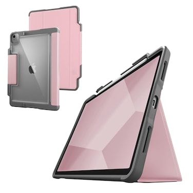 STM Dux Plus for iPad Air 11 M4M3 M2 2024109 5th 109 4th Gen Ultra Protective Lightweight with Clear Back Apple Pencil Holder Battery Saving OnOff Cover Pink