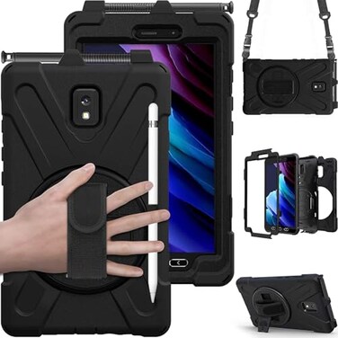DreamerX for Samsung Galaxy Tab Active 3Active5 80 Case Hybrid Shockproof Rugged Drop Protective Case with Stand Handle HandShoulder Strap for Galaxy Tab Active5 8 2024 Active3 8 2020 Black