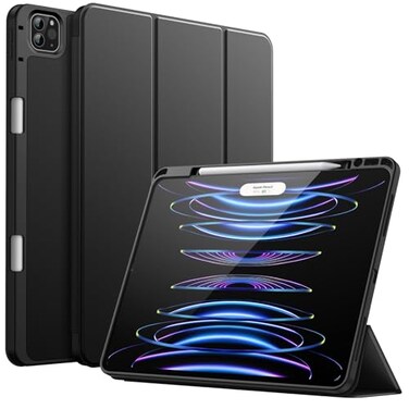 JETech Case for iPad Pro 129Inch 6th5th Generation 20222021 Model with Pencil Holder Support 2nd Pencil Charging Slim Tablet Cover with Soft TPU Back Auto WakeSleep Black