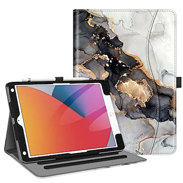 Fintie Case for iPad 9th 8th 7th Generation 202120202019 102 Inch Corner Protection MultiAngle Viewing Stand Cover with Pocket Pencil Holder Auto Sleep Wake Cloudy Marble