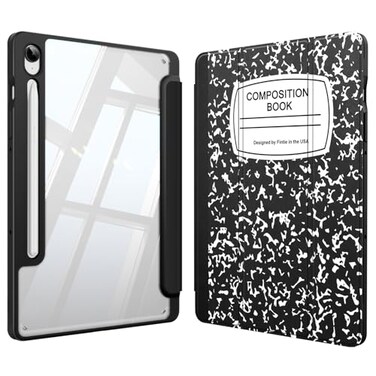 Fintie Hybrid Slim Case for Samsung Galaxy Tab S10 Lite S10 FE S9 FE 109 InchTab S9 11 Inch with S Pen Holder Shockproof Cover with Clear Transparent Back Shell Auto WakeSleep Composition Book