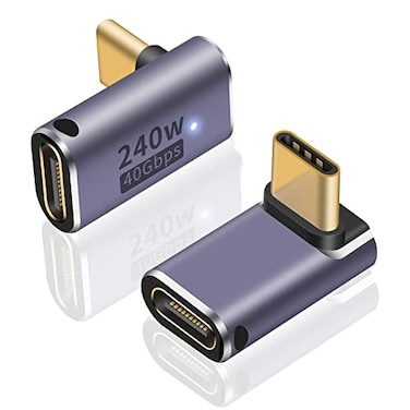 Poyiccot 240W USB C 90 Degree Adapter Up Down 90 Degree USB C Adapter40Gbps 8K60Hz Male to Female Type C Extender Compatible for iPad Notebook Galaxy S23 Thunderbolt 43 2Pack