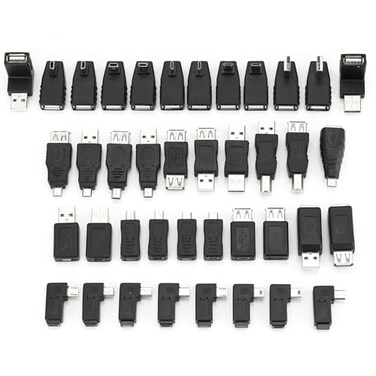 VGEBY 40 Pcs USB Adapter Kit Mini Changers Adapter Converter Connectors USB Male to Female Micro USB
