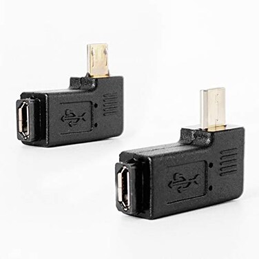 Inovat Haiker 1 Pair Right Left Angle Micro USB Male 90 Degree USB Male to Micro Female Plug Adapters
