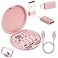 YANZIE USB Adapter Kit Travel Charging Organizer Case with USB C Micro USB and LightningCompatible Adapters SIM Card Holder Eject Pin and Phone Stand for Travel Office and Car Pink