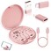 YANZIE USB Adapter Kit Travel Charging Organizer Case with USB C Micro USB and LightningCompatible Adapters SIM Card Holder Eject Pin and Phone Stand for Travel Office and Car Pink