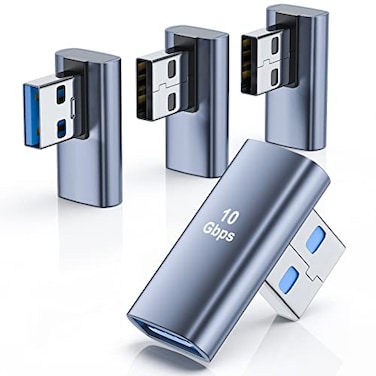 DuHeSin 4 Pack USB 31 90 Degree Adapter2Left Angle2Right Angle USB A Male to Female Adapter for PC Laptop USB A Car Charger Power Bank and Most USB Devices