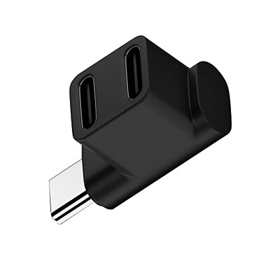 NFHK 10Gbps USB30 Type C Male to Dual Female Power Data Splitter Adapter Up Angled Compatible with Steam Deck Laptop