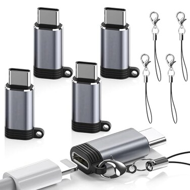 UWOXX 5 Pack USB C to Lightning Charge Adapter for iPhone 16 15 Lightning to USB C Adapter with Fast Charge Data Transfer for iPhone 16 15 Plus Pro Max Galaxy S24 S23 Pixel 8 7 6 iPad Pro Macbook Pro