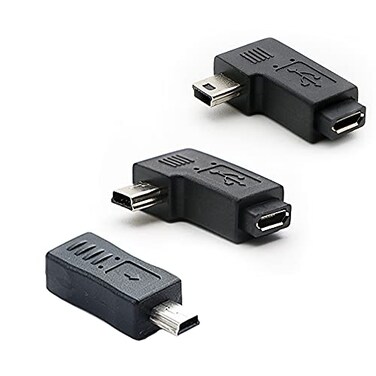 rgzhihuifz 90 Degree Left Right Angle Mini USB Male to Micro USB Female Connector Adapter 3Pack
