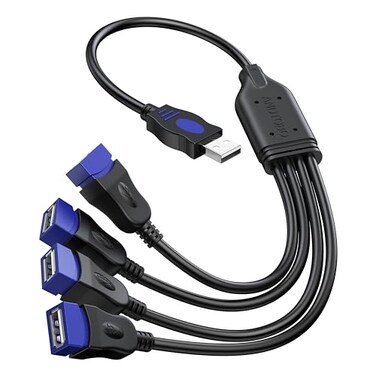 ANDTOBO USB 1 to 4 Splitter USB 20 Y Splitter Charger Cable USB 1 Male to 4 Female Power Cord Extension Hub Cable for PCPS4MacBookLaptopTVLED EtcNavy
