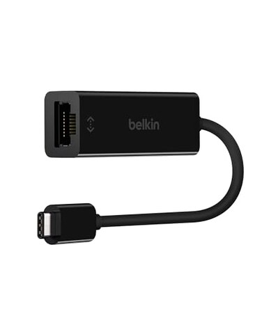 Belkin USBC to Ethernet Adapter Gigabit Ethernet Port Compatible w USBC Devices USBC to Ethernet Cable for MacBook Pro Dell XPS 13 Laptops Ethernet USBC Hub Ethernet USBC Adapter Black