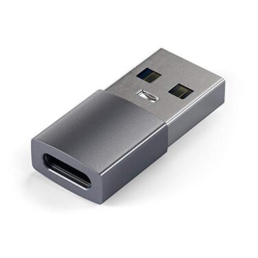 Satechi USBA to USBC Adapter HighSpeed USB to USBC Adapter with UltraFast Data Transfer and Power Delivery Charging Designed for CarPlay and Modern Devices Space Gray