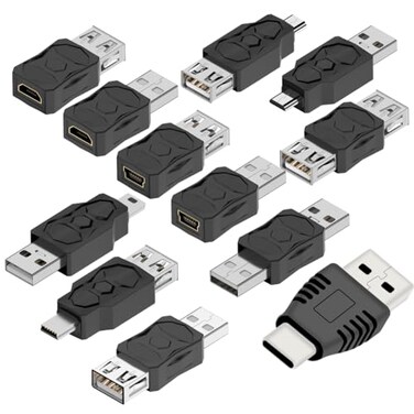 ZJKJHJY USB 20 Adapter Set USBType CMicroMini Male to Female Converter Connector 12 pcs