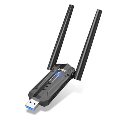 QGOO USB 30 WiFi 6E Adapter for Desktop PC TriBand Axe 5400 Wireless Network ReceiverDongle with 5dBi Dual Antennas WiFi CardStick 6G5G24G for Laptop Computer Only Compatible Windows 1110
