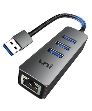 uni USB to Ethernet Adapter USB 30 Hub with 1001000 Mbps RJ45 Ethernet Driver Free Sturdy Aluminum 4in1 USBA to LAN Network Adapter Compatible with iMac PC Chromebook Laptops and More