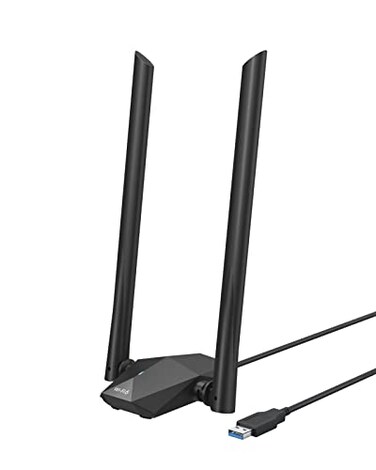 BrosTrend USB WiFi 6 Adapter AX1800 Long Range WiFi USB Adapter for PC Laptop Desktop 5GHz1201Mbps 24GHz574Mbps Wireless WiFi Dongle USB30 with 2x High Gain WiFi Antennas for Windows 1110 ONLY