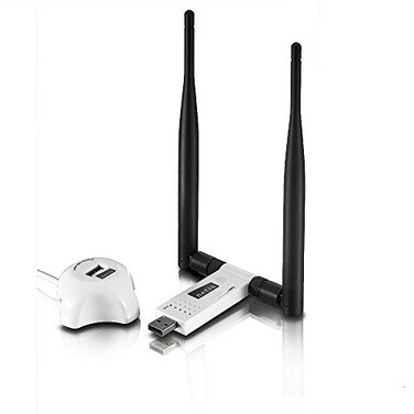 Netis Wireless N 300Mbps LongRange USB Adapter with Two 5dBi Antennas and USB 20 Cradle WF2116 300 Mbps High Gain