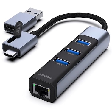 BENFEI 4in1 USBCUSB 30 to Ethernet Adapter with 3USB 30 Ports Compatible for iPhone 15 Series MacBook ProAir 20232022202120202019 and More