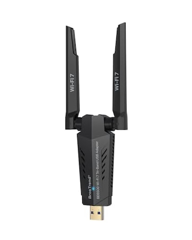 BrosTrend BE6500 USB WiFi 7 Adapter TriBand Long Range USB WiFi Adapter for Desktop PC Laptop Wireless Dongle 6GHz 5GHz 24G UltraLow Latency WiFi Antenna PC Gaming for Windows 1110 4KQAM