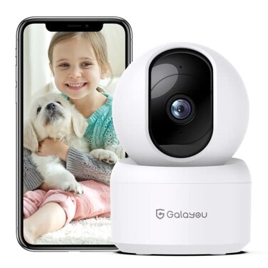 GALAYOU Indoor Security Camera 2K Pet Camera 360 Degree 24G WiFi Home Security Camera for BabyElderNanny with Night Vision Siren 247 SD Card Storage Works with Alexa and Google Assistant G2