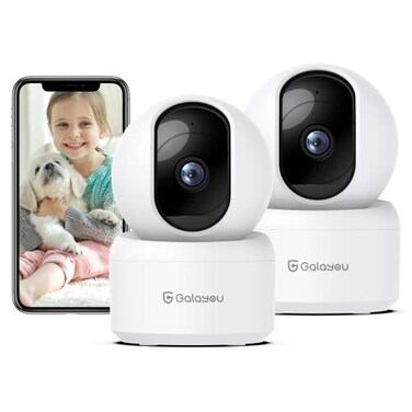 GALAYOU Indoor Security Camera 2K Pet Camera 360 Degree 24G WiFi Home Security Camera for BabyElderNanny with Night Vision 247 SD Card Storage Works with Alexa and Google Assistant G22Pack