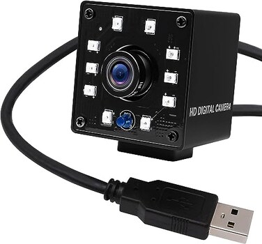 SVPRO 1080P Night Vision USB Camera CMOS OV2710 IR LED Infrared Webcam with IR Cut HD Surceillance Camera 36mm Lens Mini Cam with Metal Casing for Android Windows Linux Mac Raspberry