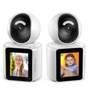 TMEZON 2pk Two Way Audio Video Pet Dog Camera with Speaker Video Calling Devices for Grandparents Wireless Security Camera Indoor Monitor 1080P with Phone app Motion Detection