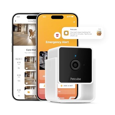 Petcube Cam Indoor Home Security Camera with 1080p HD Video TwoWay Audio Motion Detection and Phone App Night Vision WiFi Camera for Apartment Security Video Baby Monitor