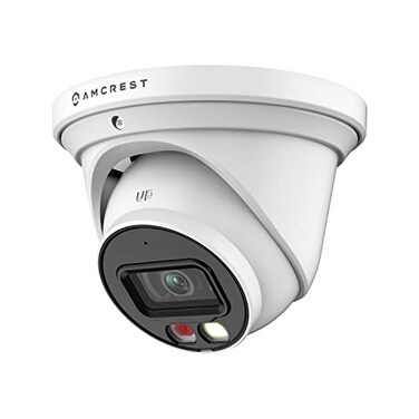 Amcrest 5MP AI Turret IP PoE Camera w 49ft Nightvision Security IP Camera Outdoor Builtin Microphone Human Vehicle Detection Active Deterrent 129 FOV 5MP20fps IP5MT1277EWAI