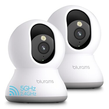 blurams 5G Cameras for Home Security 2K Pet Camera with Phone App 360 PTZ Indoor Camera wDualBand WiFi6 Free HumanMotionSound Detection 2Way Talk Night Vision Compatible with Alexa 2Pack