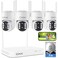 CKK Wireless Security Camera System with 10CH NVR 1TB HDD 4PCS Dual WiFi Outdoor Cameras with Dual Lens PTZ AI Motion Detection Color Night Vision 2Way Talk Floodlight Alarm IP66 Waterproof