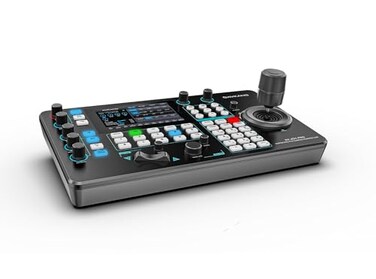 AVKANS Pro PTZ Camera Joystick Controller with 5inch Touch Preview LCD IP NDI Camera Controller Keyboard with 4D Joystick for Worship Church Live Streaming Video Production PoE Enable 5 inch Touch Scr