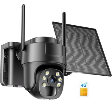 KKB 4G LTE Cellular Security Camera No WiFi Security Camera Outdoor Builtin SIM Card Unlimited Data Plan Solar Powered 2K Wireless Cam Color Night Vision PIR Motion Sensor 355 View 2 Way Talk