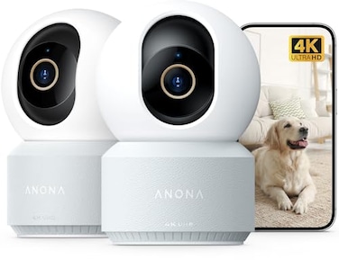 Anona 4K UHD Indoor Camera PetDogBaby Security Camera with Phone App 360PanTilt 5G24G DualBand WiFi 6 AutoTracking PersonPetBaby Crying Detection Privacy Mode TwoWay Audio 2 Pack