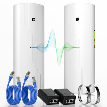 GOOD STORY Wireless Bridge Point to Point Outdoor WiFi Wireless Network Expansion Kit Long Range High Speed 5G 2 Units Bridge Kit Complete PreConfigured P2P Long Range 2Pack