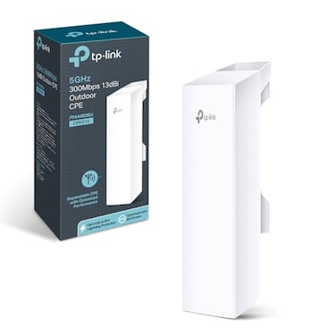 TP-Link TPLink 5GHz N300 Long Range Outdoor CPE for PtP and PtMP Transmission Point to Point Wireless Bridge 13dBi 15km Passive PoE Powered wFree PoE Injector Pharos Control CPE510 White