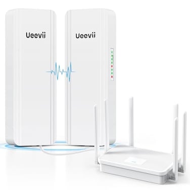 UeeVii DualBand Wireless Bridge Router Kit 24G 58G WiFi Bridge 5KM Point to Point Wireless Bridge Outdoor Network for Starlink Extender for BarnShop IP65 Weatherproof Plug Play