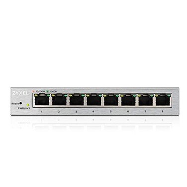 Zyxel 8Port Gigabit Easy Web Managed Plus Switch Sturdy Metal QoS WebGUI Jubmo Frames VLANs DHCP Client IGMP Snooping Link Aggregation GS12008 8Port Smart Plus Web Managed