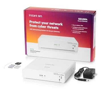 Hewlett Packard Enterprise HPE Networking Instant On Secure Gateway SG1004 4Port 1G SmartManaged Gateway 4X 1GBaseT US Cord S0G33AABA