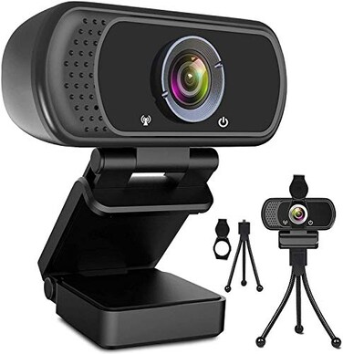 ToLuLu 1080P Webcam with Microphone HD Webcam Web Camera with Tripod Stand Widescreen USB Computer Camera Streaming Mic Web cam for Online CallingConferencingFacetimeYouTube Desktop Laptop PC