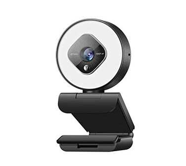 JETAKu 1080P Webcam for PC with Ring Light and Dual Microphone AutoFocus Webcam for Streaming Adjustable Brightness Web Cam USB Webcam for Zoom Skype YouTube PC Mac Laptop Desktop